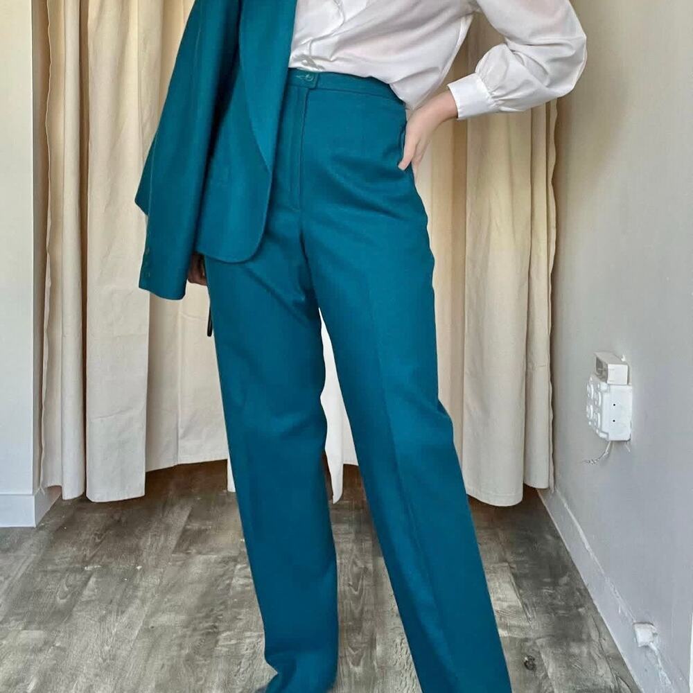 Vintage 60/70s Pendleton teal trousers size small 23” high rise wool